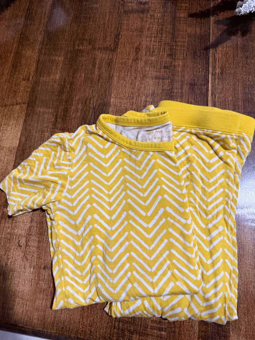 Little Sleepies Yellow and White Chevron Pajama Set
